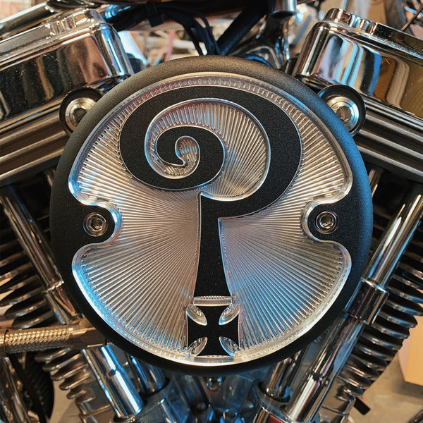 Indian Larry Air Cleaner Cover - Matte Black + Aluminum