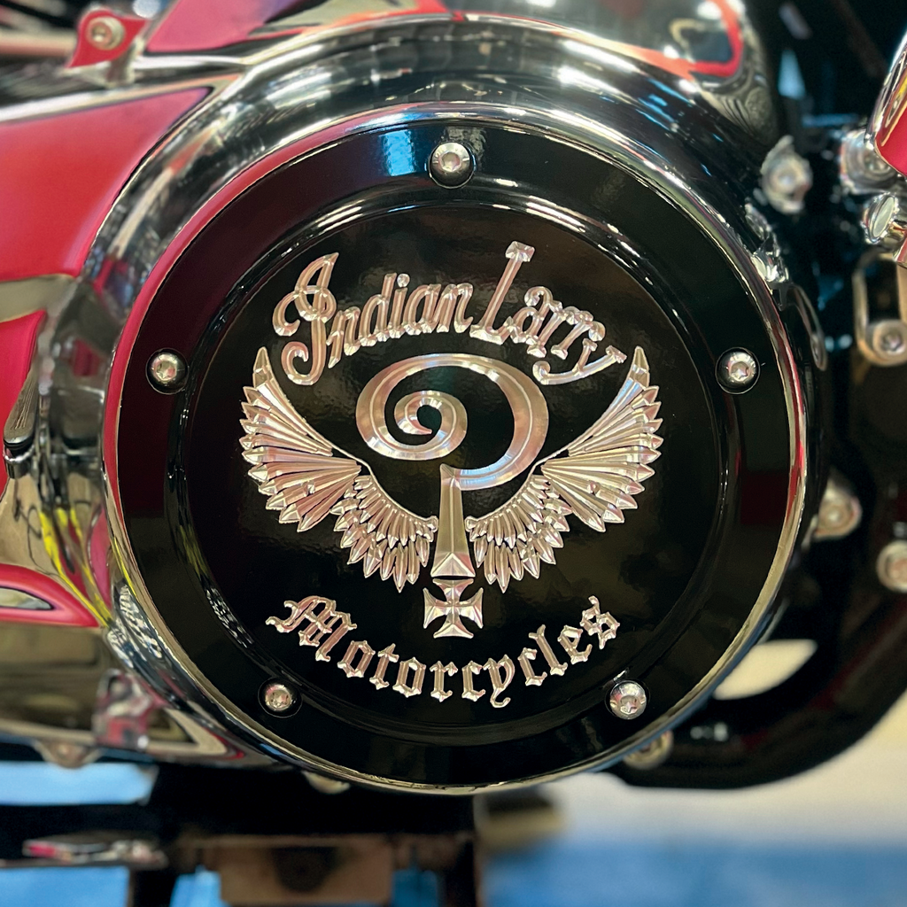 Indian Larry M8 Touring Derby Cover - Gloss Black